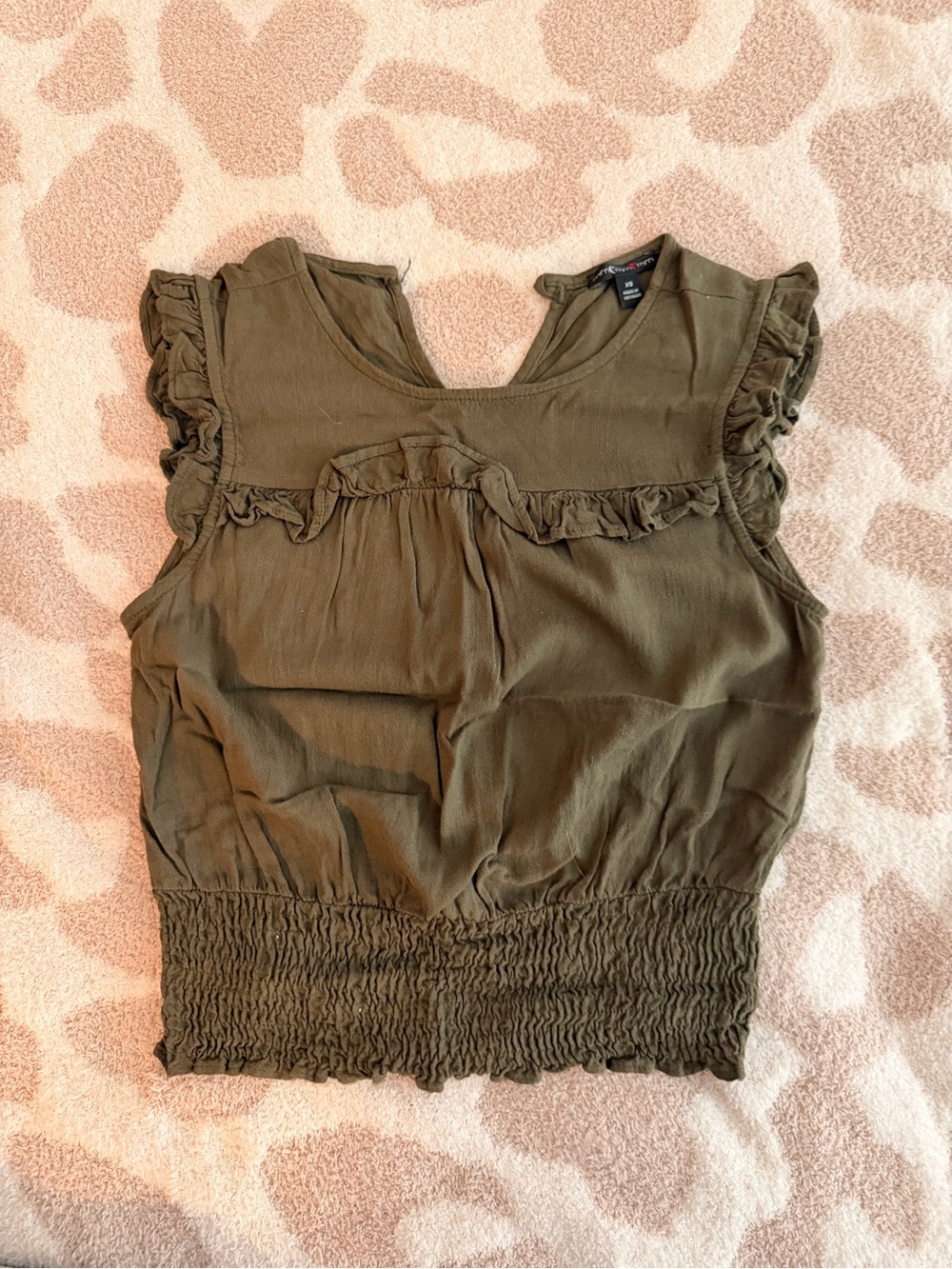 Olive Ruffle Sleeve Women's Top